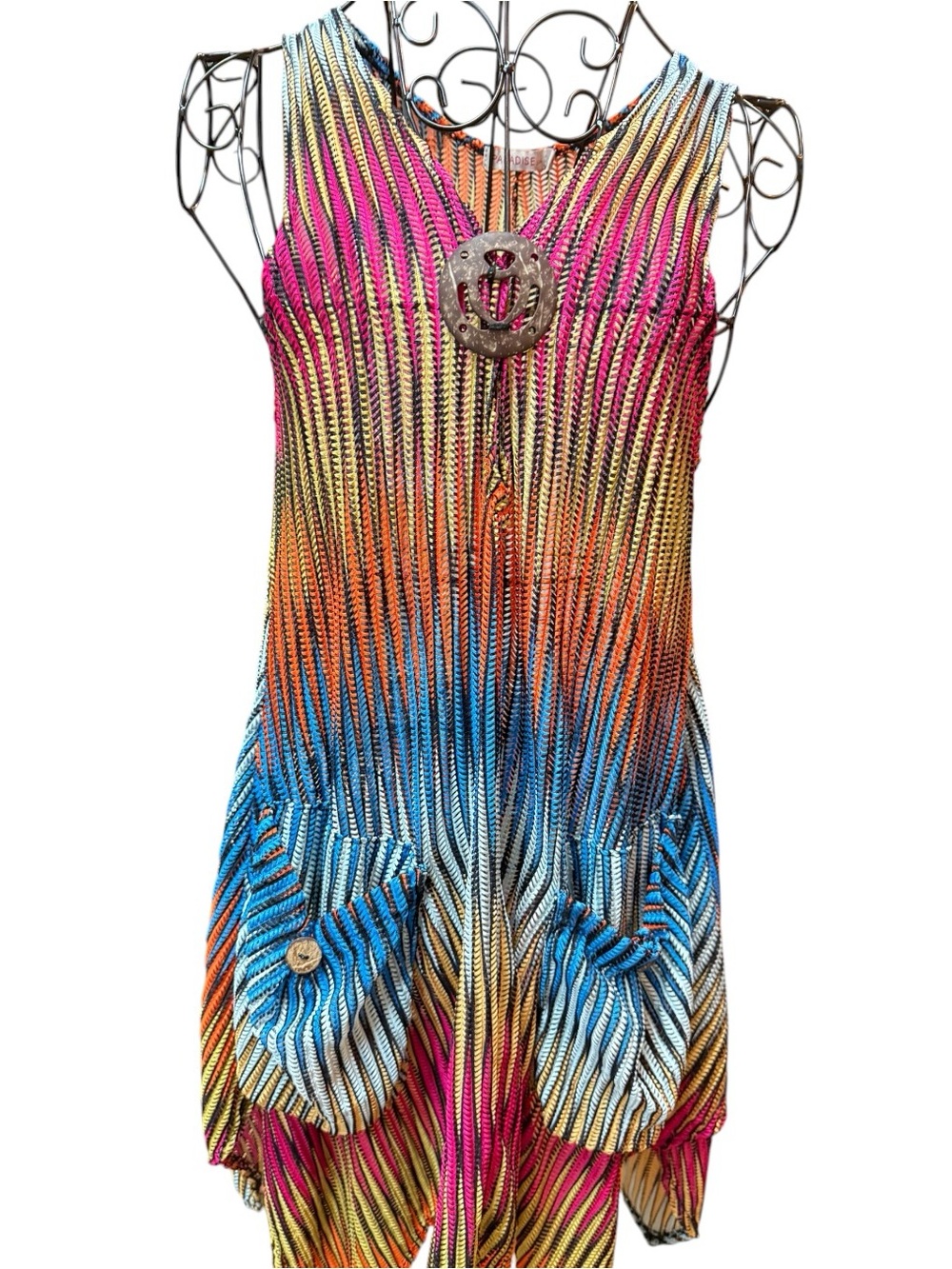 Paradise Colorful Gradient Sleeveless Swim Coverup Tunic - Picture 4 of 9